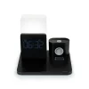 THOMSON RELOJ DESPERTADOR CON ESTACION DE CARGA INALAMBRICA PARA SMARTPHONE, SMARTWATCH - CARGA USB-C PARA AURICULARES - PANTALLA LCD - LUZ NOCTURNA LED - COLOR NEGRO