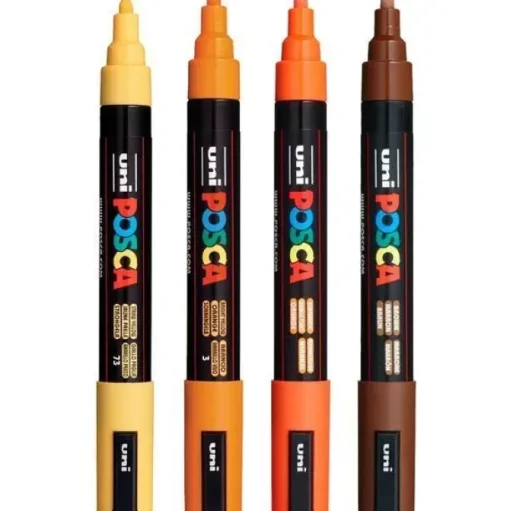 UNI POSCA PC5 MEDIO 4 COLORES MADERA NARANJA NARANJA CLARO AMRILLO PAJIZO MARRON 182634553