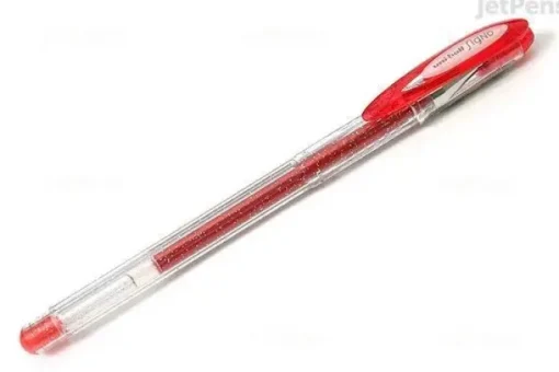 UNI-BALL SIGNO SPARKLING BOLIGRAFO DE GEL - PUNTA DE ACERO INOXIDABLE 1 MM. - TRAZO 0.65 MM. APROX. - TINTA GEL - COLOR ROJO EFECTO PURPURINA - CAJA DE 12 UD