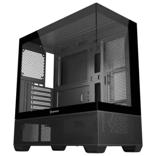 UNYKACH REVELAT BLACK CAJA ATX, MICRO ATX, ITX - FRONTAL Y LATERAL DE VIDRIO TEMPLADO - 3.5, 2.5 - USB-A 3.0, USB-C Y AUDIO HD - SOPORTA REFRIGERACION LIQUIDA