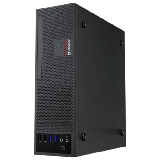 UNYKACH UK3006 CAJA SLIM MICROATX CON FUENTE DE ALIMENTACION 150W - TAMAÑO DISCO SOPORTADO 2.5 - USB-A 2.0/3., USB-C Y AUDIO - VENTILADOR 80MM INCLUIDO - COLOR NEGRO