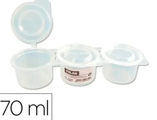 VASO PARA MEZCLA PINTURAS MILAN TRIPLE CON TAPA 70 ML