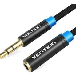 VENTION CABLE ALARGADOR ESTEREO JACK 3.5 MACHO A JACK 3.5 HEMBRA - 1.5M - COLOR NEGRO