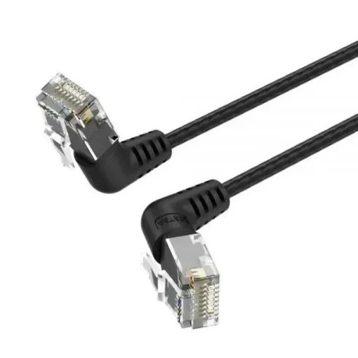 VENTION CABLE DE RED UTP RJ45 SLIM CAT.6A CABEZA ROTATORIA 360º ANGULO RECTO - 0.5M - COLOR NEGRO