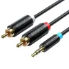 VENTION CABLE ESTEREO JACK 3.5 MACHO A 2X RCA MACHO - 1M - COLOR NEGRO