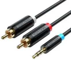 VENTION CABLE ESTEREO JACK 3.5 MACHO A 2X RCA MACHO - 1M - COLOR NEGRO