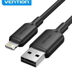 VENTION CABLE USB 2.0 LIGHTNING - GALVANIZADO NICKEL - TRANSMISION 480MBPS - SALIDA 2.4A - COLOR NEGRO