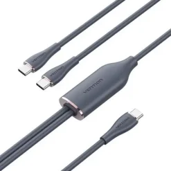 VENTION CABLE USB-C MACHO A 2XUSB-C MACHO - 1.5M - COLOR NEGRO
