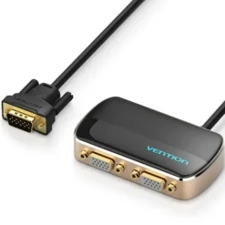 VENTION DIVISOR VGA MACHO A 2X VGA HEMBRA CON ALIMENTACION EXTERNA - COLOR NEGRO