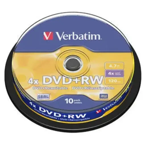 VERBATIM DVD+RW REGRABABLE 4X 4.7GB (TARRINA 10 UDS)