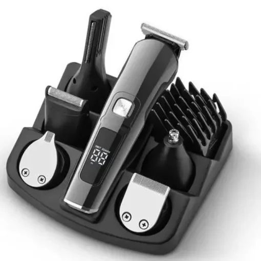 XO CF30 CORTAPELOS RECARGABLE - 4 CABEZALES PARA DISTINTAS ZONAS - 10 ACCESORIOS - 2 VELOCIDADES - DISPLAY - COLOR NEGRO