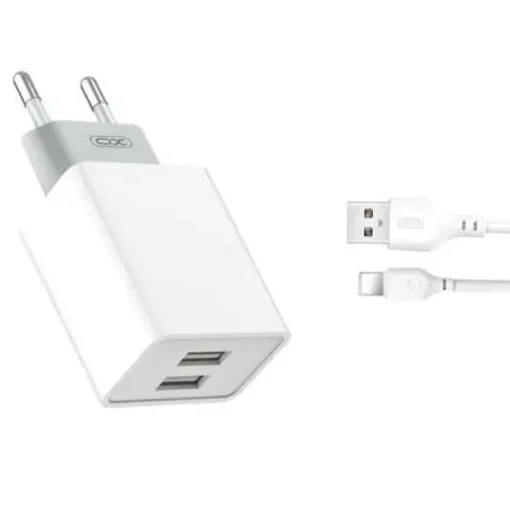 XO L65 PACK CARGADOR DE CORRIENTE 2X USB + CABLE USB A LIGHTNING DE 1M