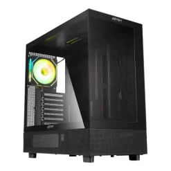ABYSM DANUBE SAVA H400 BLACK CAJA TORRE ATX, ITX, MICRO ATX - LATERAL Y FRONTAL CRISTAL TEMPLADO - 3.5 Y 2.5 - USB-A, USB-C Y AUDIO - 1 VENTILADOR ARGB INSTALADO - SOPORTA REFRIGERACION LIQUIDA