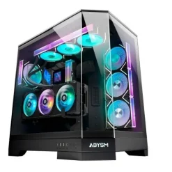 ABYSM DANUBE SAVA H600 BLACK CAJA TORRE E-ATX, ATX, ITX, MICRO ATX - LATERAL Y FRONTAL CRISTAL TEMPLADO - 3.5 Y 2.5 - USB-A, USB-C Y AUDIO - 4 VENTILADOR ARGB INSTALADO - SOPORTA REFRIGERACION LIQUIDA