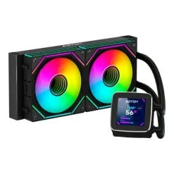 ABYSM OCEANIC LCD 240 ARGB KIT DE REFRIGERACION LIQUIDA - 2 VENTILADORES DE 120MM - ILUMINACION ARGB - PANTALLA LCD 2.8 - BOMBA 2500RPM - TUBOS DE 350MM - COLOR NEGRO - FORMATO BULK