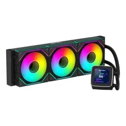 ABYSM OCEANIC LCD 360 ARGB KIT DE REFRIGERACION LIQUIDA - 3 VENTILADORES DE 120MM - ILUMINACION ARGB - PANTALLA LCD 2.8 - BOMBA 2500RPM - TUBOS DE 380MM - COLOR NEGRO - FORMATO BULK