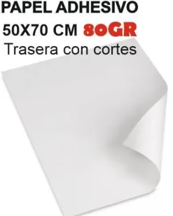 ADHESIVO OFFSET 80GR 10HOJAS 50X70CM PARA IMPRESORA CON CORTES TRASEROS