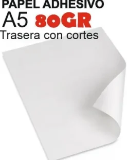 ADHESIVO OFFSET 80GR 50HOJAS A-5 PARA IMPRESORA CON CORTES TRASEROS