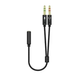 AISENS CABLE ADAPTADOR AUDIO JACK 3.5 4 PINES/H-2XJACK 3.5 3 PINES/M - 25CM - COLOR NEGRO