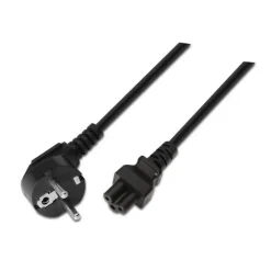 AISENS CABLE ALIMENTACION TREBOL - CEE7 ACODADO/M-C5/H - 1.5M - 100% COBRE PURO AWG18 - COLOR NEGRO