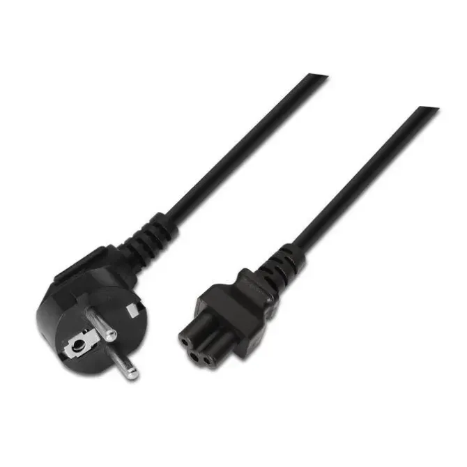 AISENS CABLE ALIMENTACION TREBOL - CEE7 ACODADO/M-C5/H - 1.5M - 100% COBRE PURO AWG18 - COLOR NEGRO