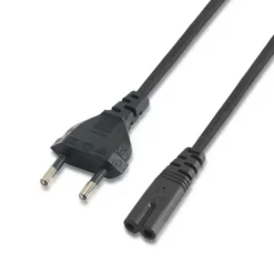 AISENS CABLE ALIMENTACION FORMA 8 - CEE7/16/M-C7/H - 1.5M - 100% COBRE PURO AWG18 - COLOR NEGRO