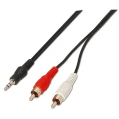 AISENS CABLE AUDIO ESTEREO - JACK 3.5/M-2XRCA MACHO - 1.5M - COLOR NEGRO