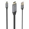 AISENS CABLE CONVERSOR ALUMINIO HDMI V2.0 A USB-C 4K@60HZ - HDMI/M+USB-A/M-USB-C/M - 1.8M - COLOR GRIS
