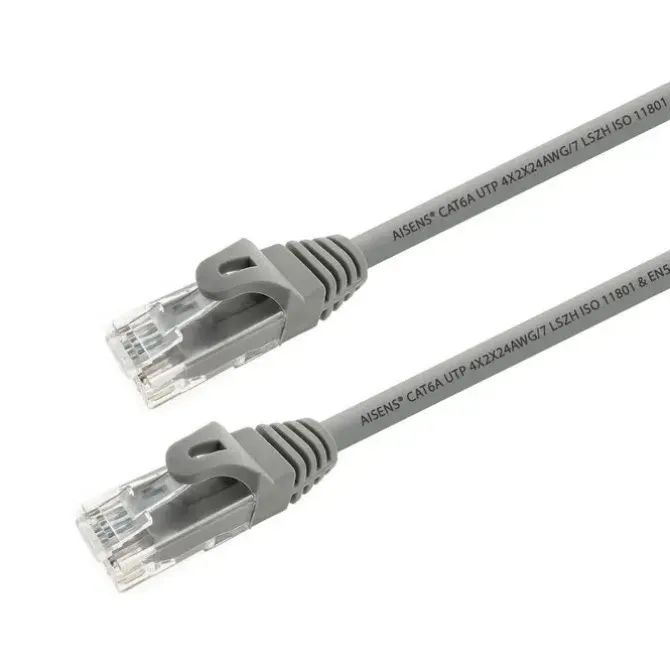 AISENS CABLE DE RED LATIGUILLO RJ45 LSZH CAT.6A 500 MHZ UTP AWG24 - 0.25M - LIBRE DE HALOGENOS - 10 GIGABIT/S - COLOR GRIS