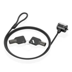 AISENS CABLE DE SEGURIDAD DE ACERO CON CERRADURA DE LLAVE - COMPATIBLE CON KENSINGTON LOCK - PARA ORDENADOR, MONITOR Y PORTATIL - COLOR NEGRO