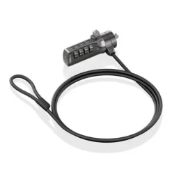 AISENS CABLE DE SEGURIDAD DE ACERO CON CERRADURA DE COMBINACION - COMPATIBLE CON KENSINGTON LOCK - BLOQUEO DE 4 DIGITOS - REVESTIMIENTO DE VINILO - IDEAL PARA ORDENADORES Y PORTATILES - COLOR NEGRO