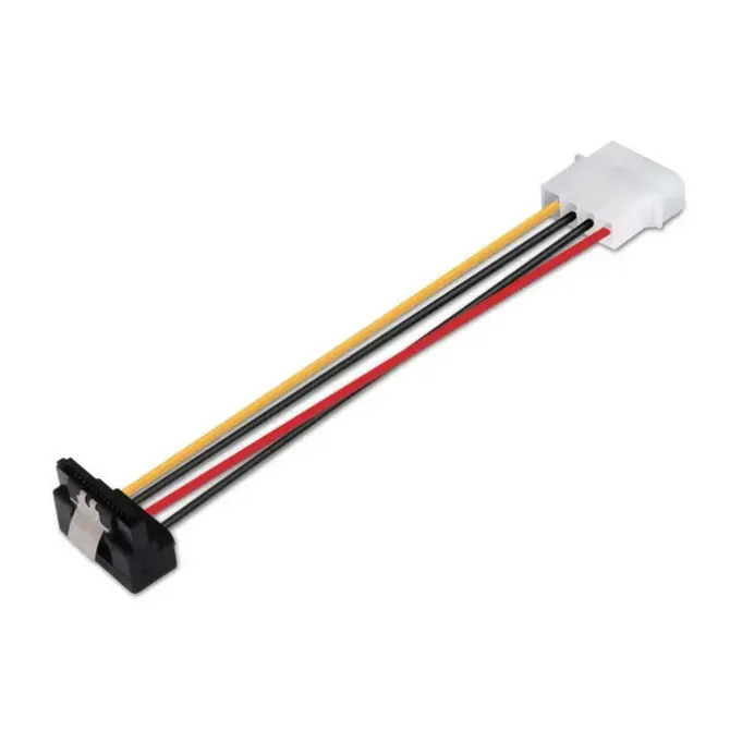 AISENS CABLE SATA ALIM ACODADO CON ANCLAJES - MOLEX 4PIN/M-SATA HEMBRA - 16CM - 100% COBRE - COLOR NEGRO