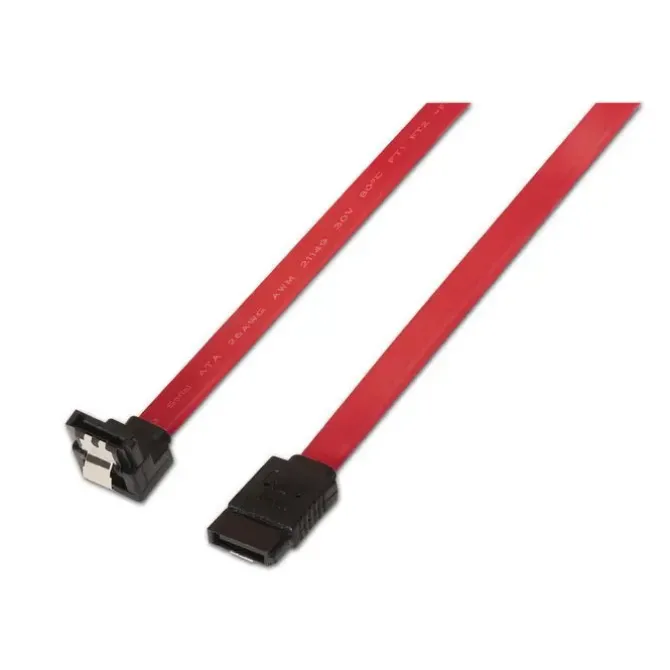 AISENS CABLE SATA III DATOS 6G DATOS ACODADO CON ANCLAJES - 0.5M PARA DISCO DURO SATA I - II - III SSD - COLOR ROJO