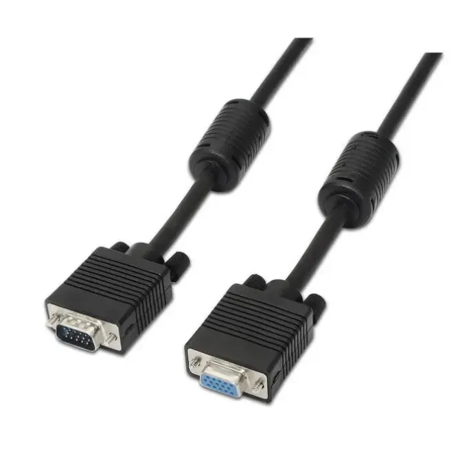 AISENS CABLE SVGA CON FERRITA - HDB15/MACHO-HDB15/HEMBRA - 1.8M - COLOR NEGRO