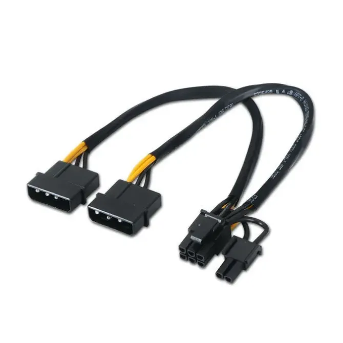 AISENS CABLE TARJETA GRAFICA - 2XMOLEX 4PIN/M-PCI-E(MOLEX 6+2PIN)/M - 20CM - 100% COBRE - COLOR NEGRO