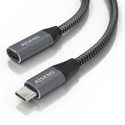 AISENS CABLE USB 3.2 GEN2X2 ALUMINIO 20GBPS 8K@30HZ 5A 100W - TIPO USB-C/M-USB-C/H - 1.5M - COLOR GRIS