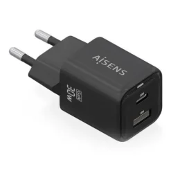 AISENS CARGADOR GAN USB-C 30W - ALTA EFICIENCIA ENERGETICA - TECNOLOGIA AI PARA CARGA RAPIDA - MULTIPLES PROTECCIONES DE SEGURIDAD - COMPATIBLE CON USB-C Y USB-A - CARGA SIMULTANEA