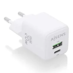 AISENS CARGADOR GAN 20W - 1XUSB-C PD3.0 QC4.0 - 1XUSB-A QC3.0 - COLOR BLANCO