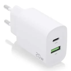 AISENS CARGADOR 20W - 1XUSB-C PD3.0 - 1XUSB-A QC3.0 - COLOR BLANCO