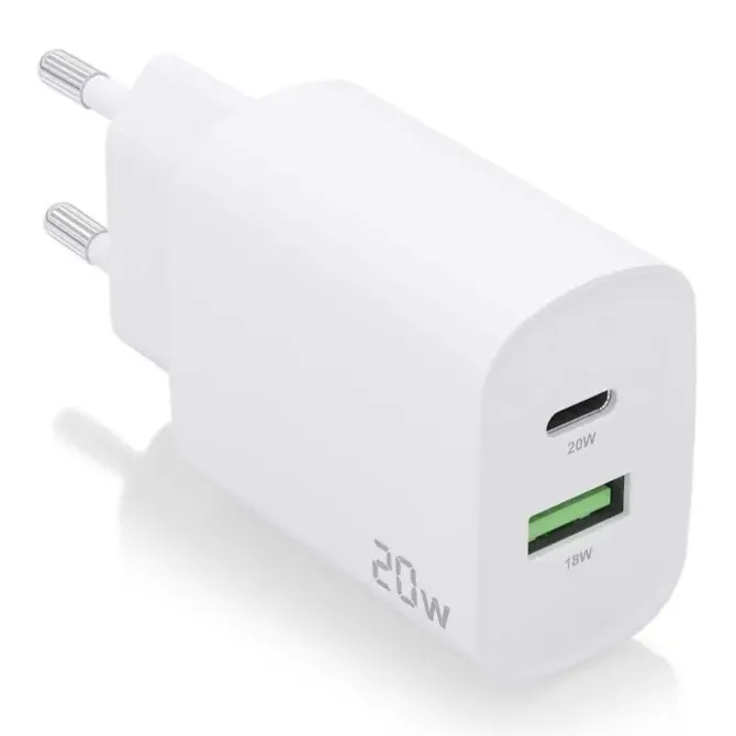 AISENS CARGADOR 20W - 1XUSB-C PD3.0 - 1XUSB-A QC3.0 - COLOR BLANCO
