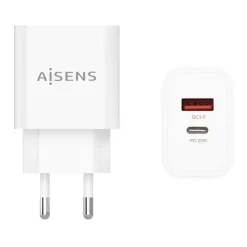 AISENS CARGADOR 20W - 1XUSB-C PD3.0 - 1XUSB-A QC3.0 - COLOR BLANCO