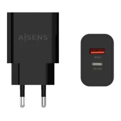 AISENS CARGADOR 20W - 1XUSB-C PD3.0 - 1XUSB-A QC3.0 - COLOR NEGRO