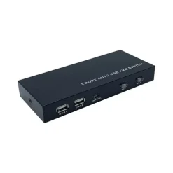 AISENS CONMUTADOR KVM HDMI 4K@60HZ USB 1U-2PC CON FUENTE ALIMENTACION - COLOR NEGRO