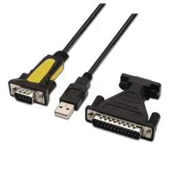 AISENS CONVERSOR USB A SERIE - TIPO A MACHO A RS232 DB9/M DB25/M - 1.8M - COLOR NEGRO