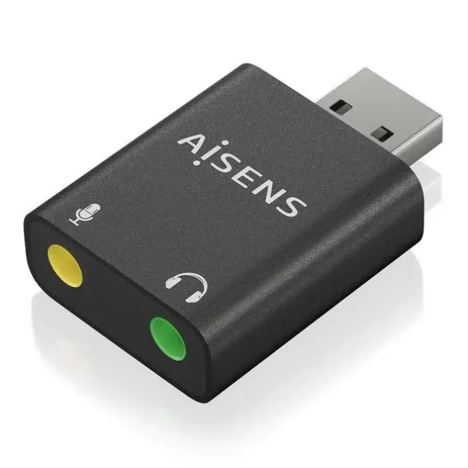 AISENS CONVERSOR USB-A A AUDIO 48KHZ - USB-A/M-2XJACK 3.5/H - COLOR NEGRO