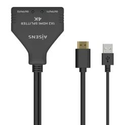 AISENS HDMI DUPLICADOR 4K@30HZ 1×2 CON ALIMENTACIÓN USB Y CABLE - 30CM - COLOR NEGRO