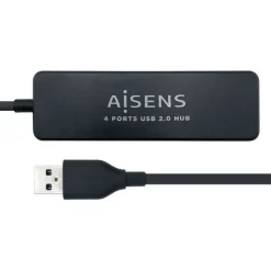 AISENS HUB USB 2.0 - TIPO A MACHO A 4XTIPO A HEMBRA - 30CM - COLOR NEGRO