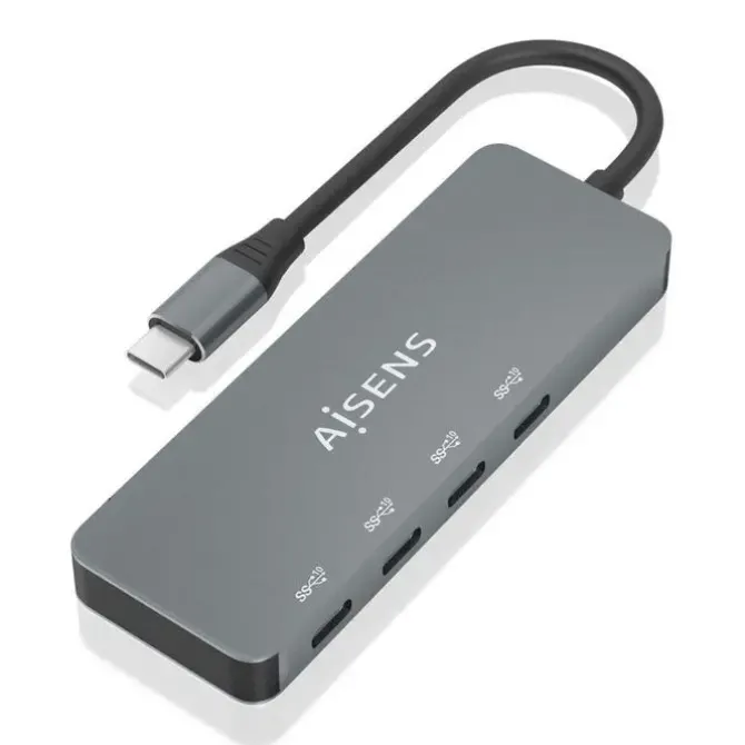 AISENS HUB USB 3.2 GEN2 10G USB-C - USB-C/M-4XUSB-C/H - 15CM - COLOR GRIS