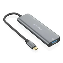 AISENS HUB USB 3.2 GEN2 10G USB-C - USB-C/M-1XUSB-C/H-3XUSB-A/H - 15CM - COLOR GRIS