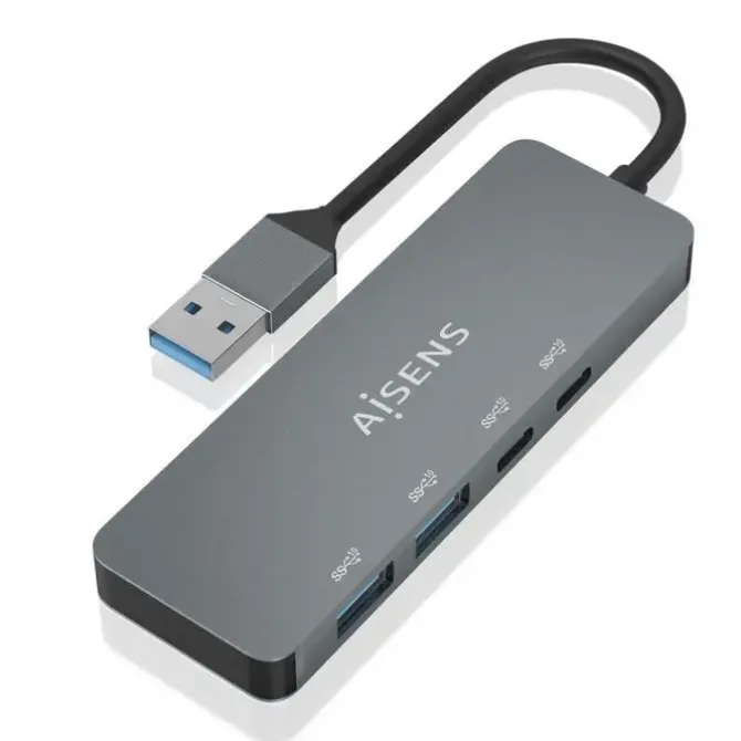 AISENS HUB USB 3.2 GEN2 10G USB-A - USB-A/M-2XUSB-C/H-2XUSB-A/H - 15CM - COLOR GRIS